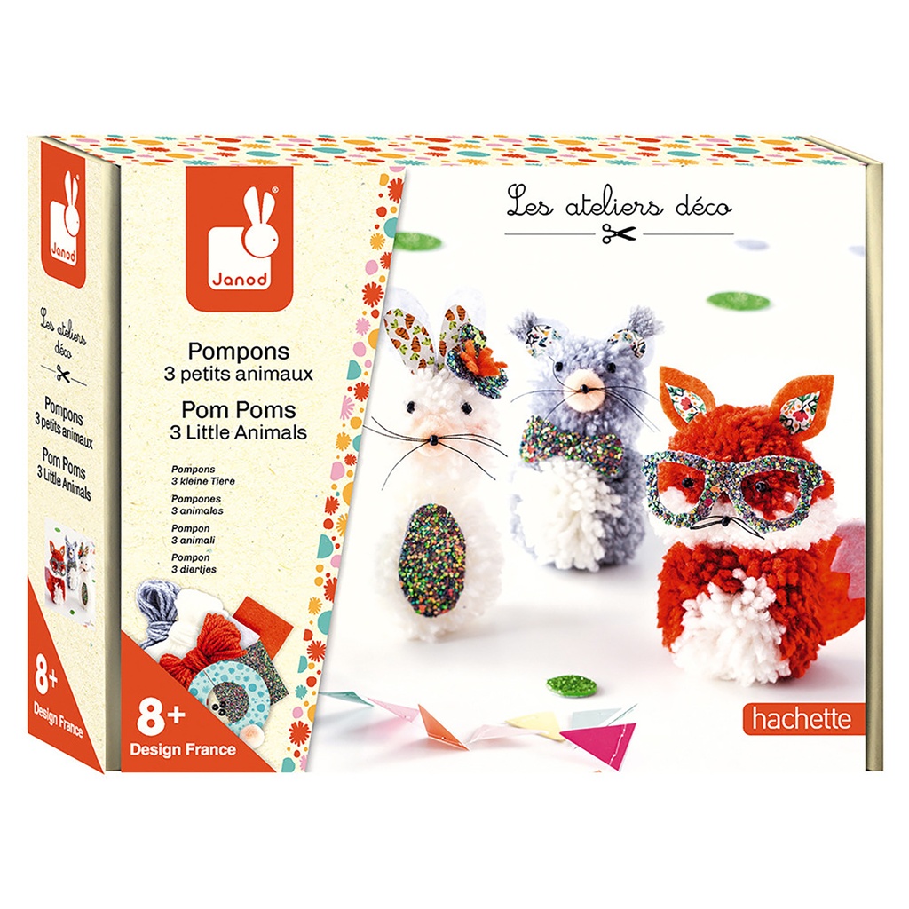 POMPONS 3 PETITS ANIMAUX  J07910  