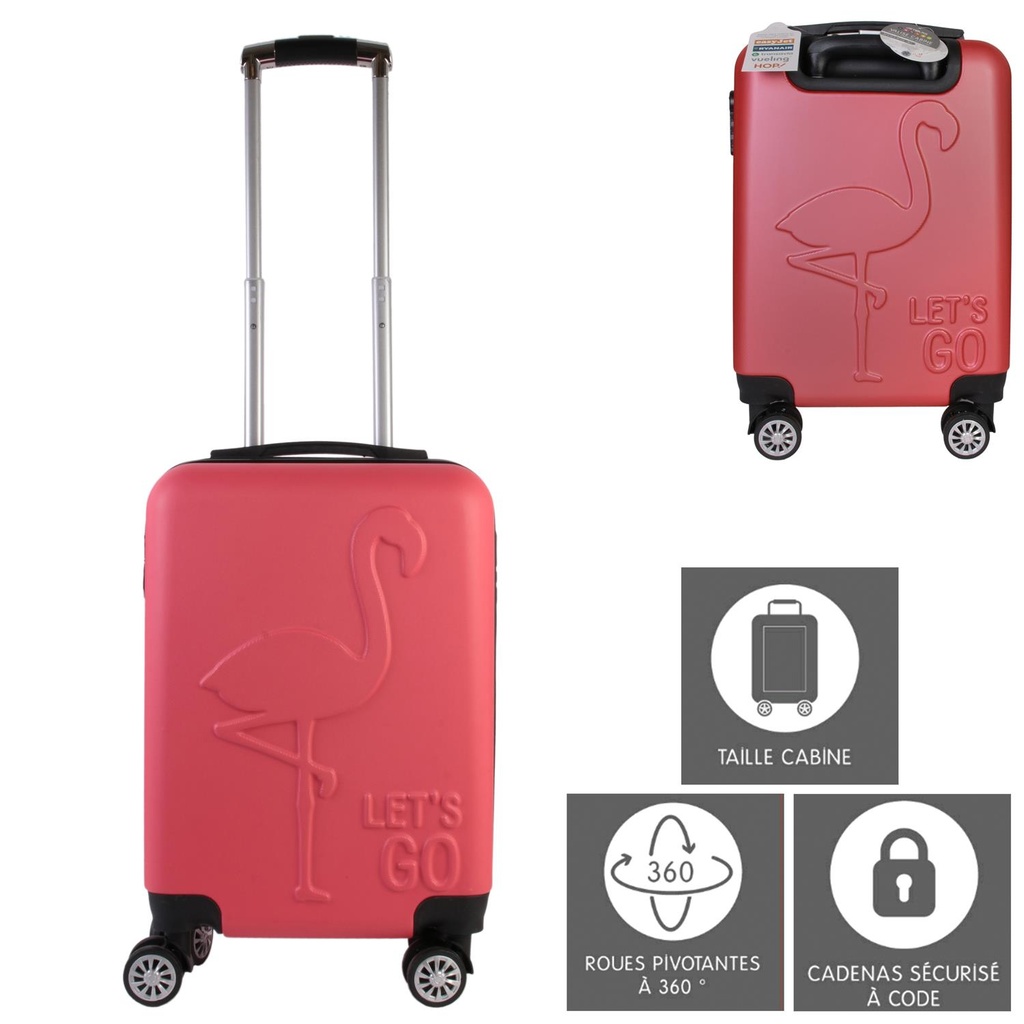 [2221146CMP] VALISE CABINE EMBOSSEE FLAMANT 28L   VO13402