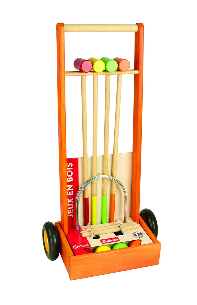 JEU DE CROQUET EN BOIS - 4 joueurs - CHARIOT EN BOIS  8602