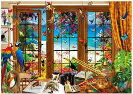 PUZZLE 1500P FENETRE DE LOBERVATEUR OISEAUX  20333