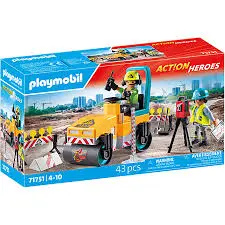 [226757pla] Ouvriers avec rouleau compresseur  71751  J26 playmobil
