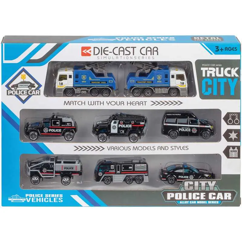 A2502308 SET 8 VEHICULE METAL POLICE J26 SAJOU
