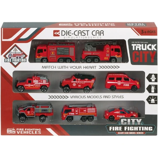 A2502300 SET 8 VEHICULE METAL POMPIER J25 SAJOU