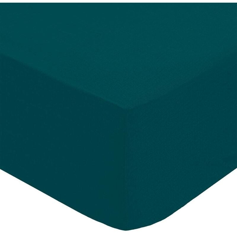 Drap-housse Landihapercale Bleu égéen 180x200cm Atmosphera Créateur D'intérieur - Bleu égéen
