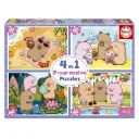 Educa Coffret Puzzles Capyfun - 4 Puzzles En Carton Pour Enfants 20486
