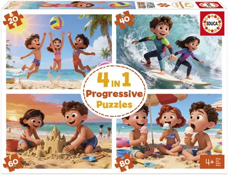 PUZZLE MULTI 4 EN 1 20+40+60+80 PIECES JOURNEE A LA PLAGE 20503
