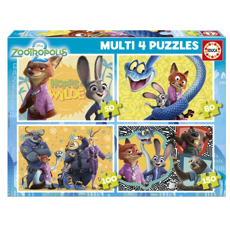 Puzzle Multi 4 en 1 50-80-100-150 pcs Zootopia 2 - Educa 20464