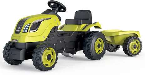 SMOBY TRACTEUR FARMER XL VERT+REMORQUE 7600710130 J26 SAJOU