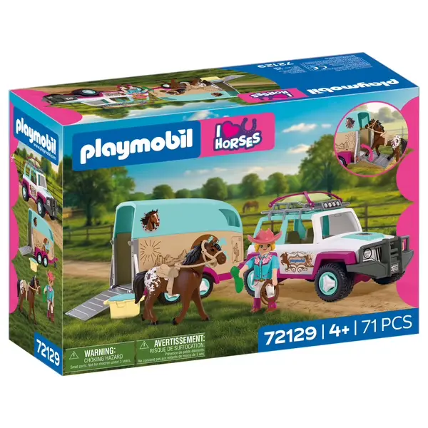 VEHICULE AVEC REMORQUE CHEVAUX 72129 J26 SAJOU PLAYMOBIL