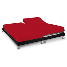[17296SEL] Drap housse pour lit à tête et pied relevable 2x80x200 cm rouge