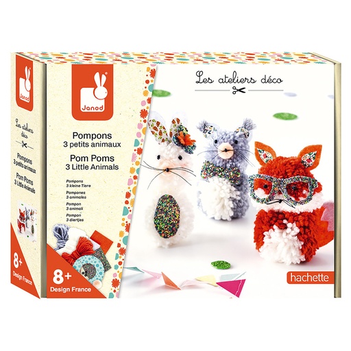 [221696JUR] POMPONS 3 PETITS ANIMAUX  J07910  