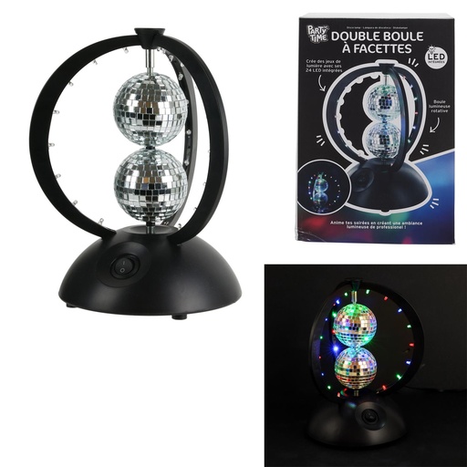 [2211081CMP] LAMPE DISCO DOUBLE BOULE A FACETTES A POSER   LA10073  