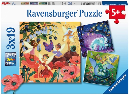 [2221062RAV] PUZZLES 3X49 P LICORNE,DRAGON & FEE 5181 