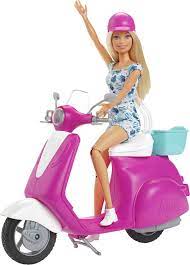 [MATGBK85] BARBIE POUPEE​  BLONDE AVEC SCOOTER ROSE ET BLANC  GBK85 j23