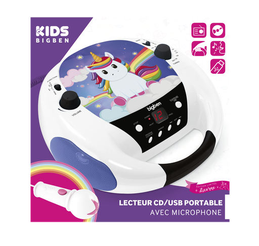 [2231148BIG] Lecteur CD Portable + Micro  CD52UNICORNM3USB  J23