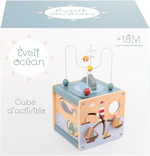 [442402176] CUBE BOIS ACTIVITES OCEAN 18CM A2402176 J24 SAJOU