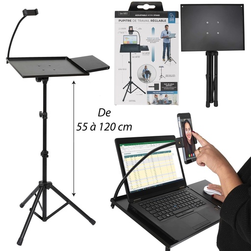[cmp2220] SUPPORT TREPIED ORDINATEUR AJUSTABLE 110CM ht2220