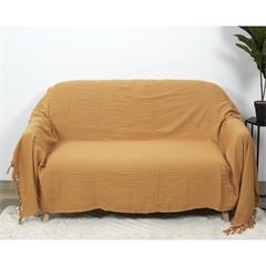 [cmpTX8163] JETE DE CANAPE GAUFRE JAUNE OCRE 170X250CM M6