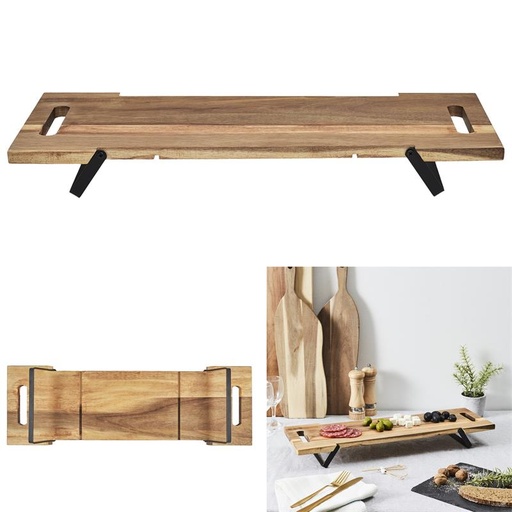 [cmpKA0322] PLANCHE DE PRESENTATION ACACIA PIED METAL 55CM M6