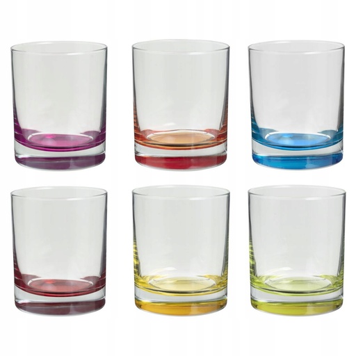 [jja154511] Zestaw Szklanek Do Napojów 6x Szkło Kolorowe 300ml  154511
