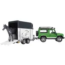 [225858BRU] LAND ROVER Defender 90 Break avec van et un cheval 2592  J25