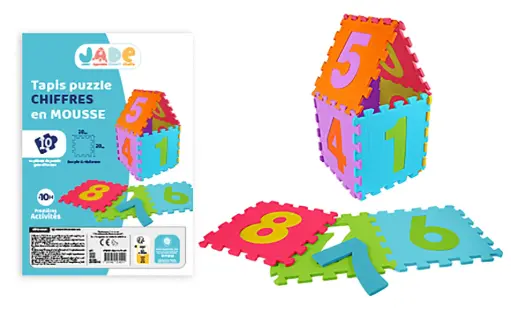[225153MGM] F/ TAPIS PUZZLE EN MOUSSE EVA - CHIFFRE 10PCS - 10 MOIS + 053401A  J25