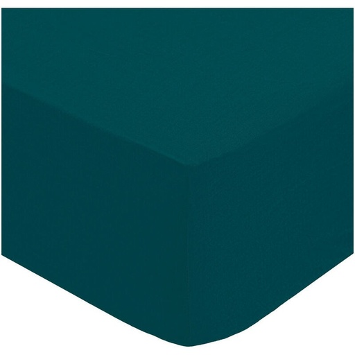 [JJA194358Q] Drap-housse Landiha Percale Bleu égéen 160x200cm Atmosphera Créateur D'intérieur - Bleu égéen