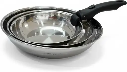 [INT631] LOT 3 POELES INOX FINITION MIROIR  NAP00361