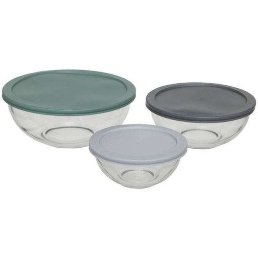 [jja203036] Lot de 3 boîtes rondes verre 203036